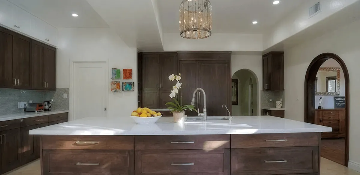 Cabinet refacing project with updated kitchen cabinets and island in Yonkers, NY